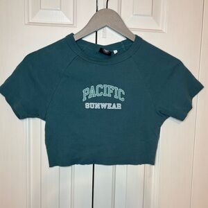PacSun Teal Graphic Crop Top